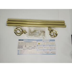 NIB 3/4" Diameter Gold Curtain Rod with Twisted Cage Finials Size 18-45"